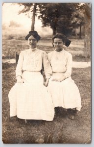 Beautiful Young Mother with Daughter White Dress RPPC Postcard Real Photo