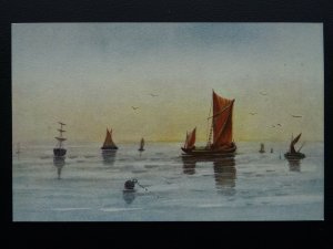 SAILING BOATS & SHIPS Fishing Seascape c1905 Postcard by C.W. Faulkner 428E