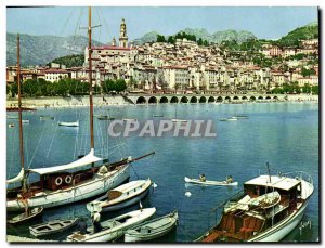 Postcard Moderne Menton Vielie The City and the Bridge