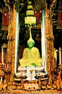 Thailand Bangkok Image Of The Emerald Buddha Under Rainy Season Attire