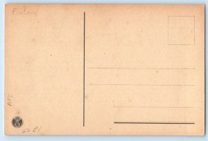 Finland Postcard Postmark Interpreter Couple Near Trees c1910 Antique