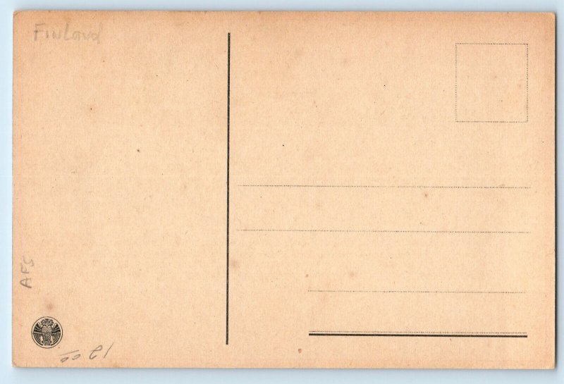 Finland Postcard Postmark Interpreter Couple Near Trees c1910 Antique