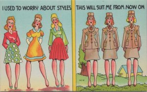 Military WWII Comic Postcard Women Soldiers