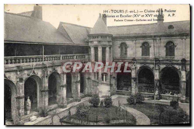 Postcard Old Tours Cloister of Psalette Galleries and Stairs