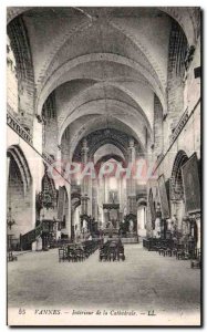 Old Postcard Vannes Interior of the Cathedral