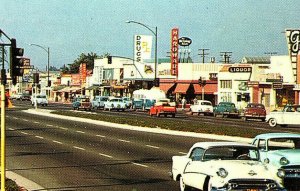 Costa Mesa California Newport Blvd. Vintage Standard View Postcard Old Cars 