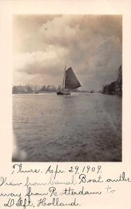 Delft Holland Sailboat Canal Scene Real Photo Postcard J47255