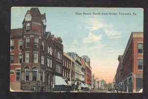 TOWANDA ;ENNSYLVANIA PA. DOWNTOWN MAIN STREET SCENE VINTAGE POSTCARD