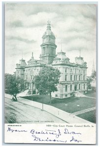 Council Bluffs Iowa IA Denison IA Postcard City Court House 1904 Posted Antique