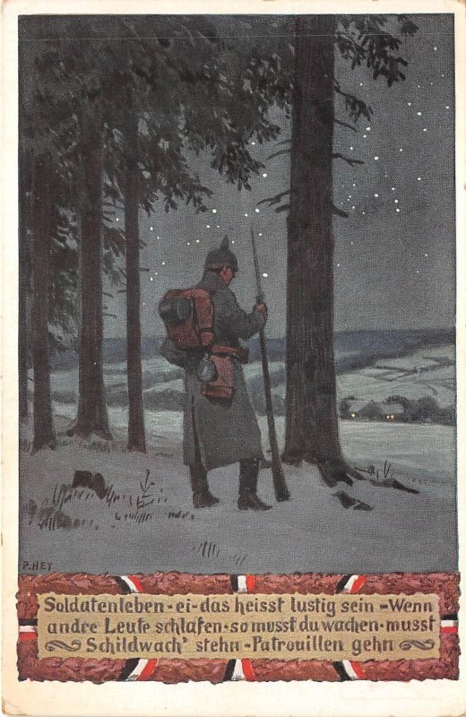 US19 Europe German WW1 Great war postcard soldier in winter ww1 berlin
