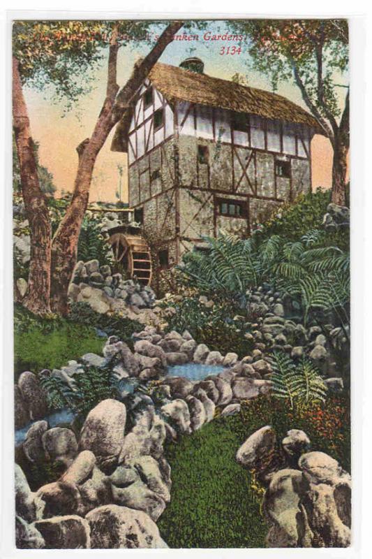 Old Dutch Mill Busch Gardens Pasadena California 1910c postcard
