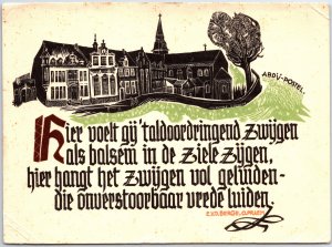 VINTAGE CONTINENTAL SIZE POSTCARD FLEMISH POETRY SILENCE PERMEATE BELGIUM 1958