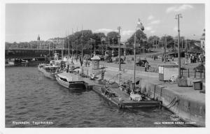 Stockholm Sweden Tegelbacken Station Harbor Real Photo Antique Postcard K10977