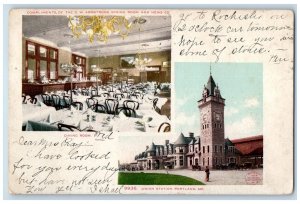 1906 Armstrong Dining Room Union Station Multiple View Portland ME Postcard