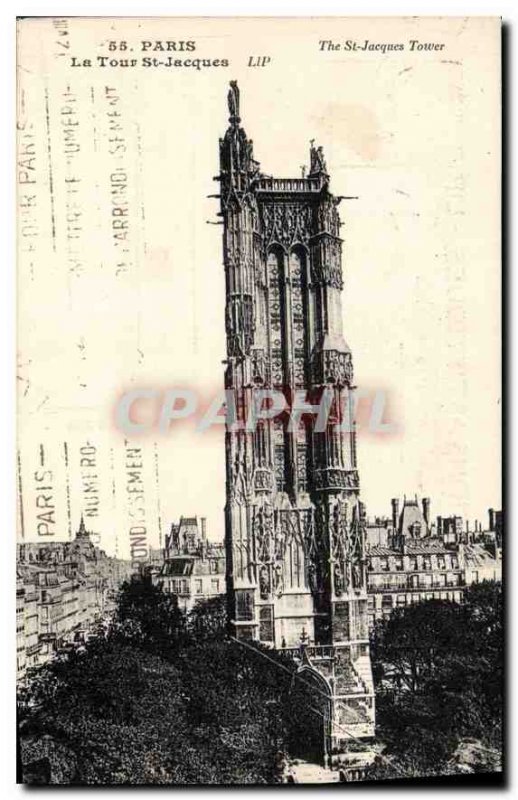 Old Postcard Paris Tour St Jacques