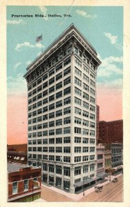Dallas Texas, Praetorian Building Street View, Vintage Postcard