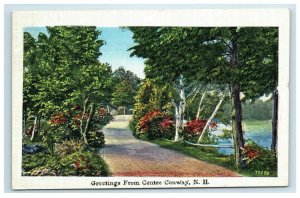 1937 Center Centre Conway NH Postcard Greetings From Postmark Cancel