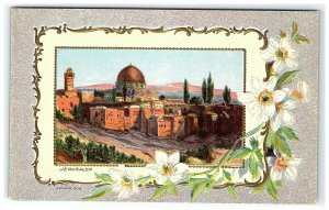 1907-15 Jerusalem Postcard Israel Vtg A m p Embossed Floral  