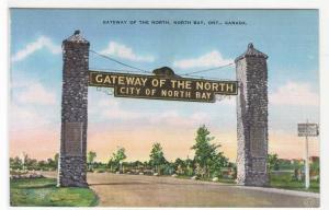 Gateway of the North Arch North Bay Ontario Canada linen postcard