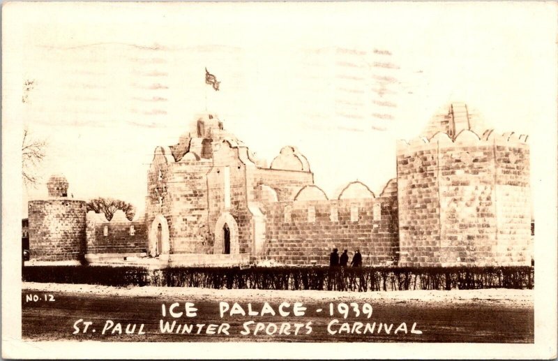 RPPC Ice Palace, St. Paul Winter Sports Carnival MN c1940 Vintage Postcard V59