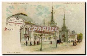 Old Postcard transparent map Paris Exposition Universelle 1900 Ceramic Pavilions