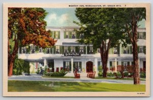 Manchester VT Worthy Inn Green Mts Vermont Postcard A32