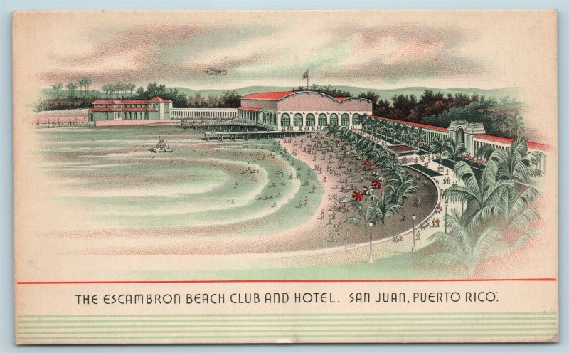 Postcard Puerto Rico San Juan Escambron Beach Club and Hotel c1940s X3