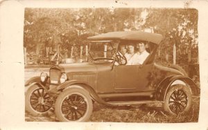 People riding in Old Auto Car Automobile Real Photo Vintage Postcard AA66860