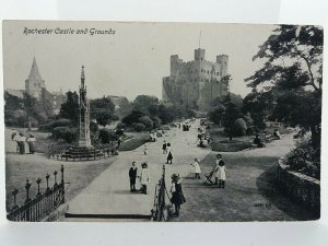 Children playing in the grounds of Rochester Castle Kent Vintage Postcard c1905