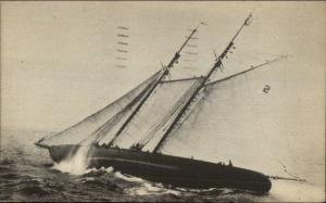Maine Schooner Ship Gertrude L Thebaud Fishermen's Race c1940 Postcard