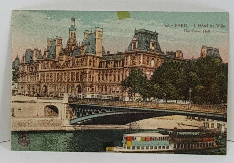 Paris The Town Hall L'Hotel de Ville Vintage Postcard