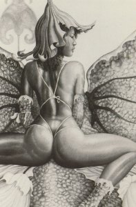 Half Butterfly Half Human Woman Risque Painting Postcard