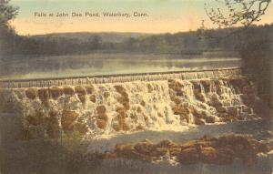 Waterbury Connecticut~John Dee Pond Falls~Handcolored~1908 Postcard