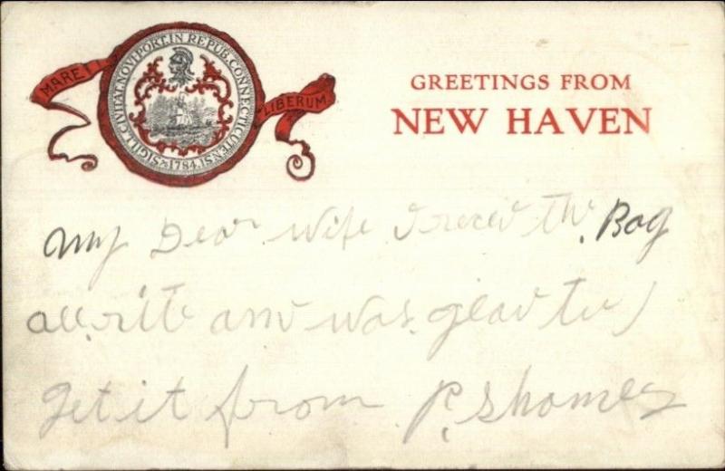 New Haven CT City Seal c1905 Postcard