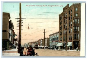 c1910's Falls Street Looking West Stores Niagara Falls City New York NY Postcard