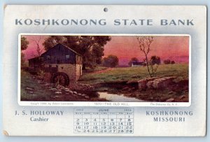 The Old Mill Koshkonong State Bank Calendar Osborne NY Advertising Postcard