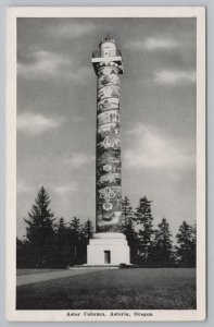 Astoria Oregon~Astor Column~B&W Vintage Postcard 