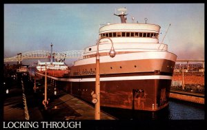 VINTAGE POSTCARD THE EDWARD L. RYERSON OF THE INLAND STEEL COMPANY FLEET IN LOCK