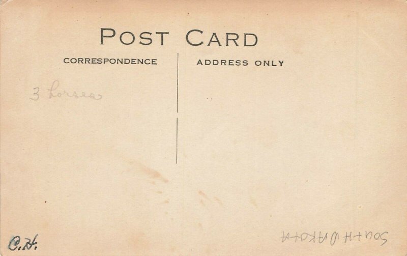 South Dakota Milwaukee Plow Horse Drawn Initials C.H. Real Photo Postcard 