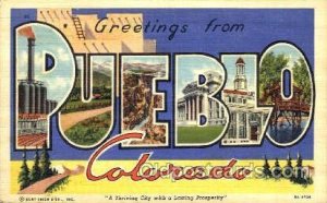 Greetings From Pueble, Colorado, USA Large Letter Town Unused very light corn...