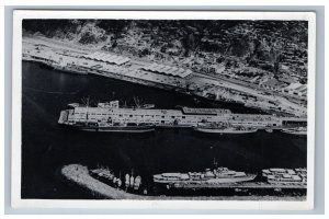 Real Photo Postcard La Guarira Venezuela Aerial Ships Overhead View Vintage