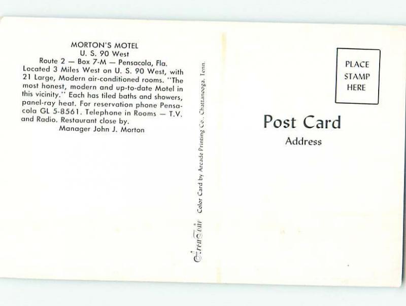 Pre-1980 MOTEL SCENE Pensacola Florida FL AD9254