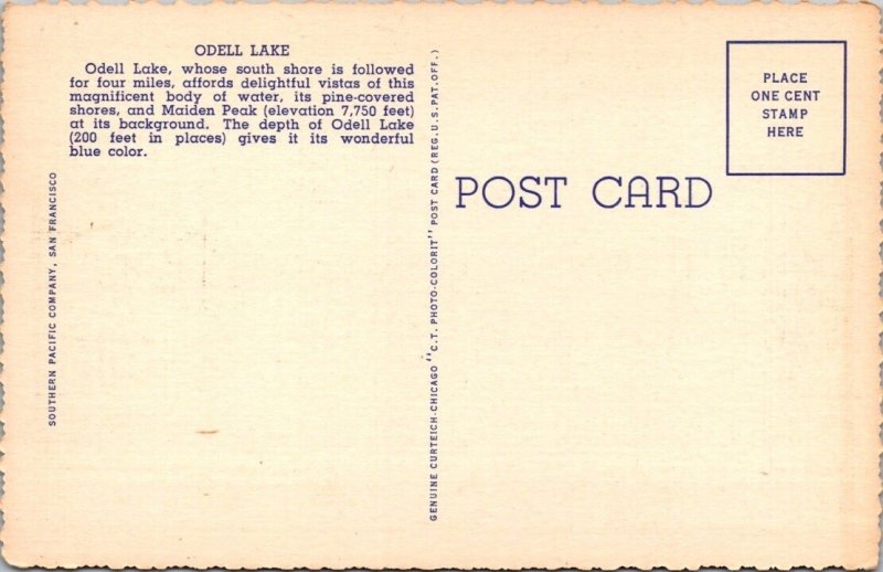 Vintage Postcard Odell Lake on the Cascade Line Oregon JS5