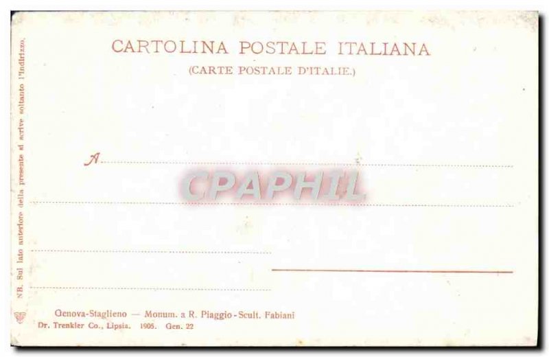 Old Postcard Genova Staglieno Piaggio