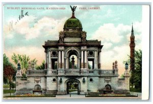 1907 Hurlbut Memorial Gate Waterworks Park Detroit Michigan MI Antique Postcard