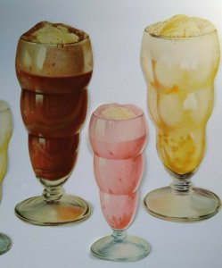 Ice Cream Soda Floats Milkshake Vintage Diecut Paper Signs 1950s Diners Lot Of 7