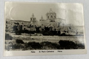 RPPC Postcard St Paul's Cathedral Malta Posted