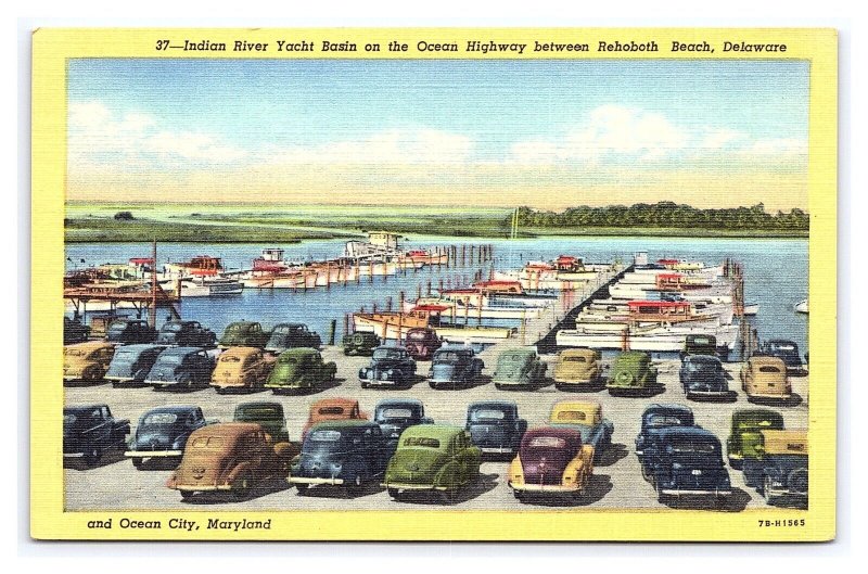 Postcard Indian River Yacht Basin Between Rehoboth Beach Delaware/Ocean City MD