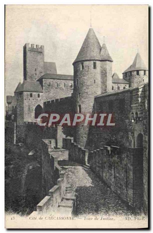 Old Postcard Cite of Carcassonne Tower of Justice