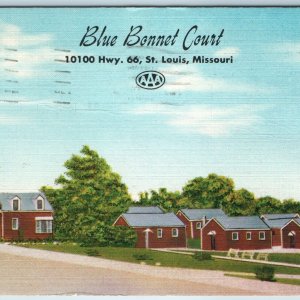 c1950s St. Louis, MO Blue Bonnet Motor Court Motel Cabin Shack Duncan Hines A215
